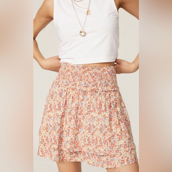 Rails Dresses & Skirts - Rails Addison Floral Wildflower Pink Orange Ruffled Mini Skirt XS Extra Small
